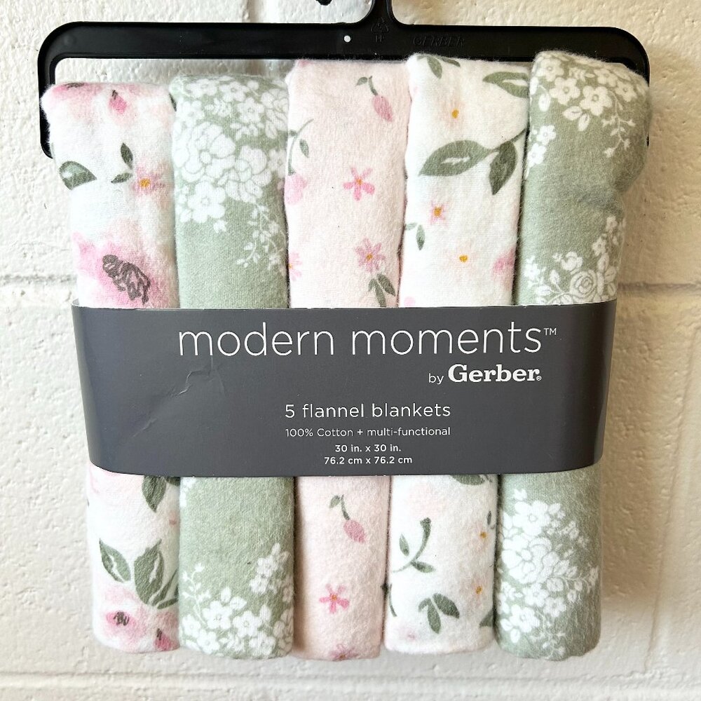 Modern Moments By Gerber Cotton Multi-Functional Floral 5 Flannel Baby Blankets
